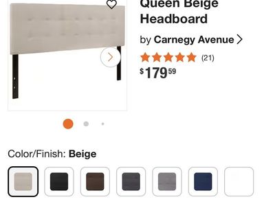 Carnegie Avenue Queen Beige Tufted Upholstered Headboard - New in Box