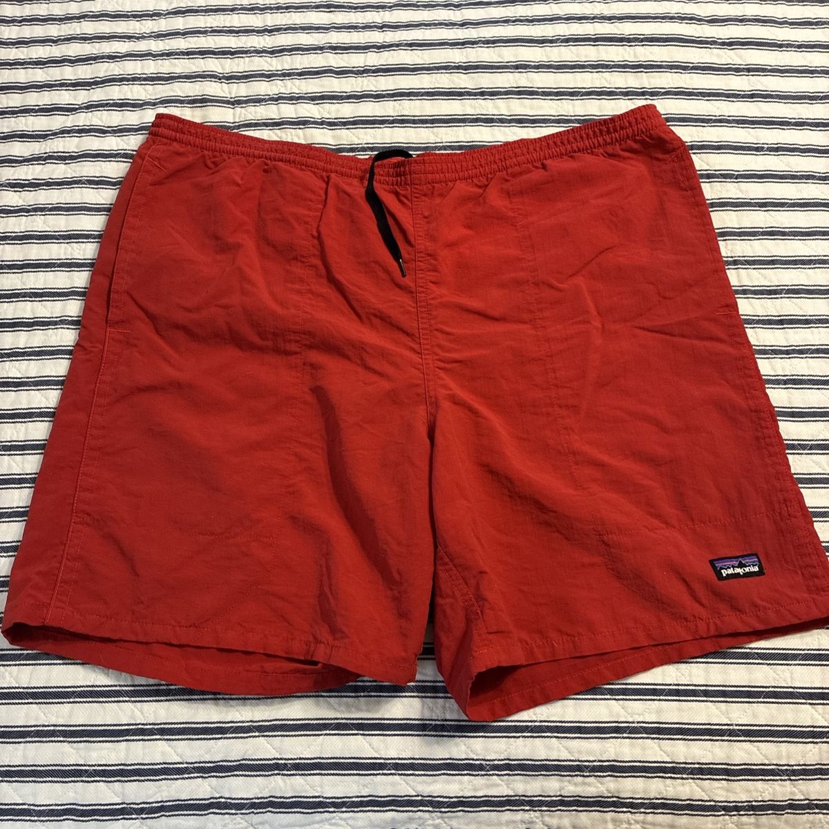 Vintage PATAGONIA Clay Red Deep Pocket Baggies Swim Trunks Shorts Large Fit 6”"