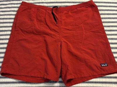 Vintage PATAGONIA Clay Red Deep Pocket Baggies Swim Trunks Shorts Large Fit 6”"