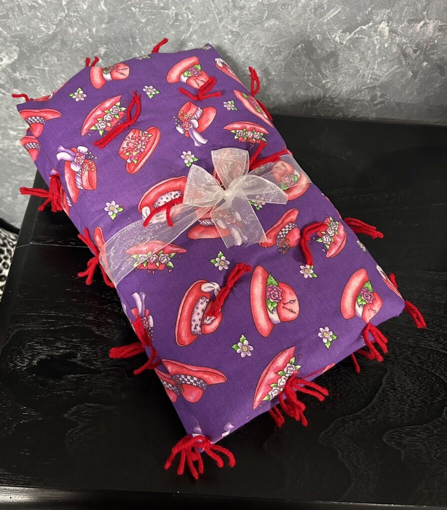 Red Hat Society Hand Tied Quilt.