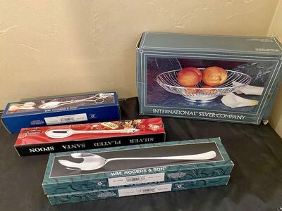 Beautiful Silver Plated Utensils and A Large Oval Serving Basket - Most Never Used - PRICES VARY - C PIX