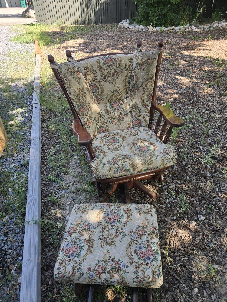 Antique Glider with Ottoman