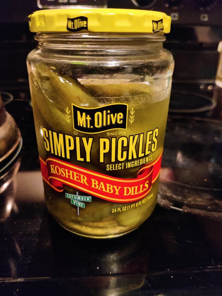 opened jar of pickles