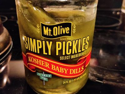 opened jar of pickles
