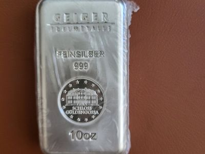 . 999 Geiger Silver 10oz Bar w/Security Line Serie