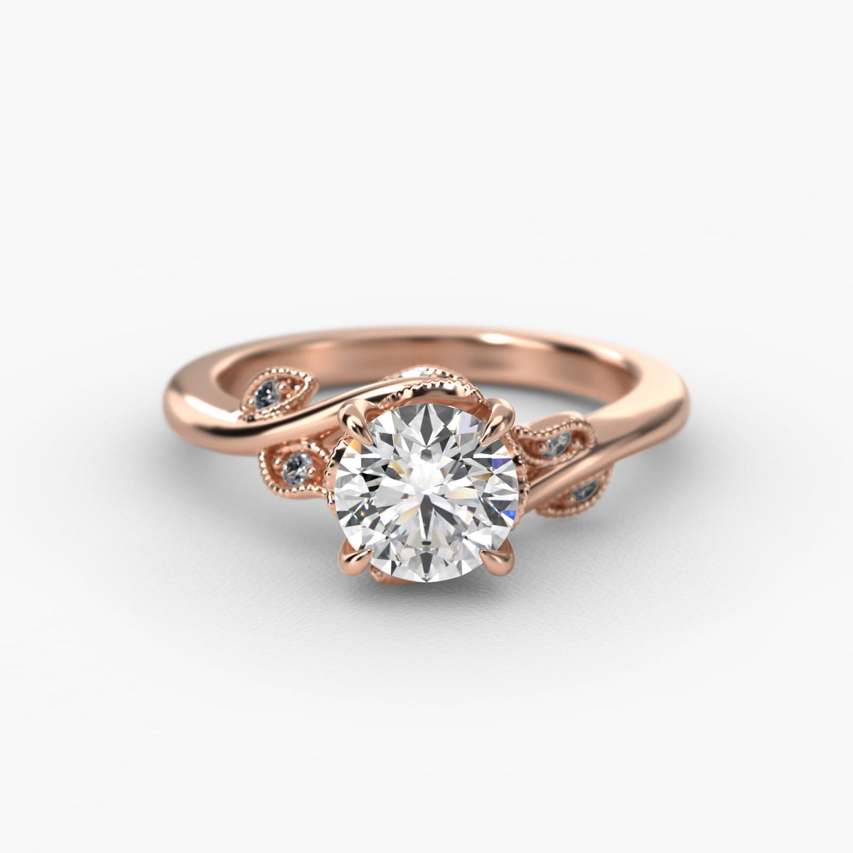 James Allen 1.11ct D VS1 Lab Diamond Engagement Ring Set – 14K Rose Gold Entangled Vines Bridal Set