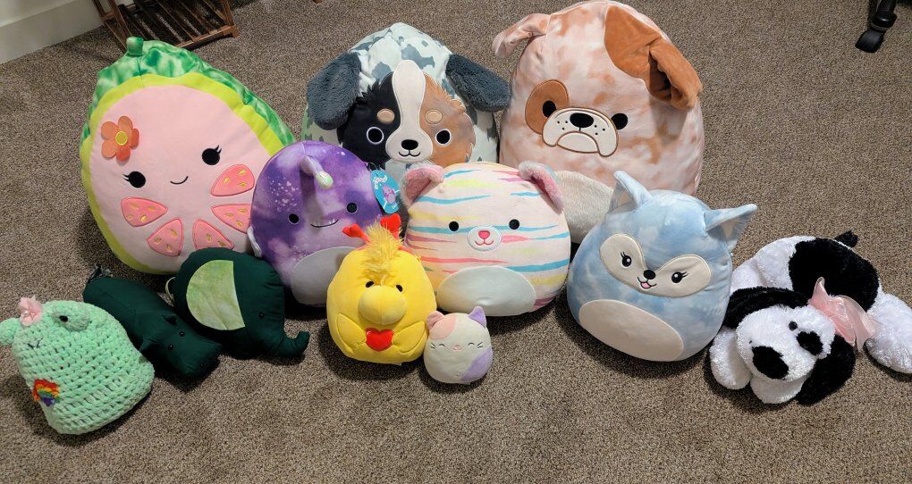 Squishmallows and assorted stuff animals