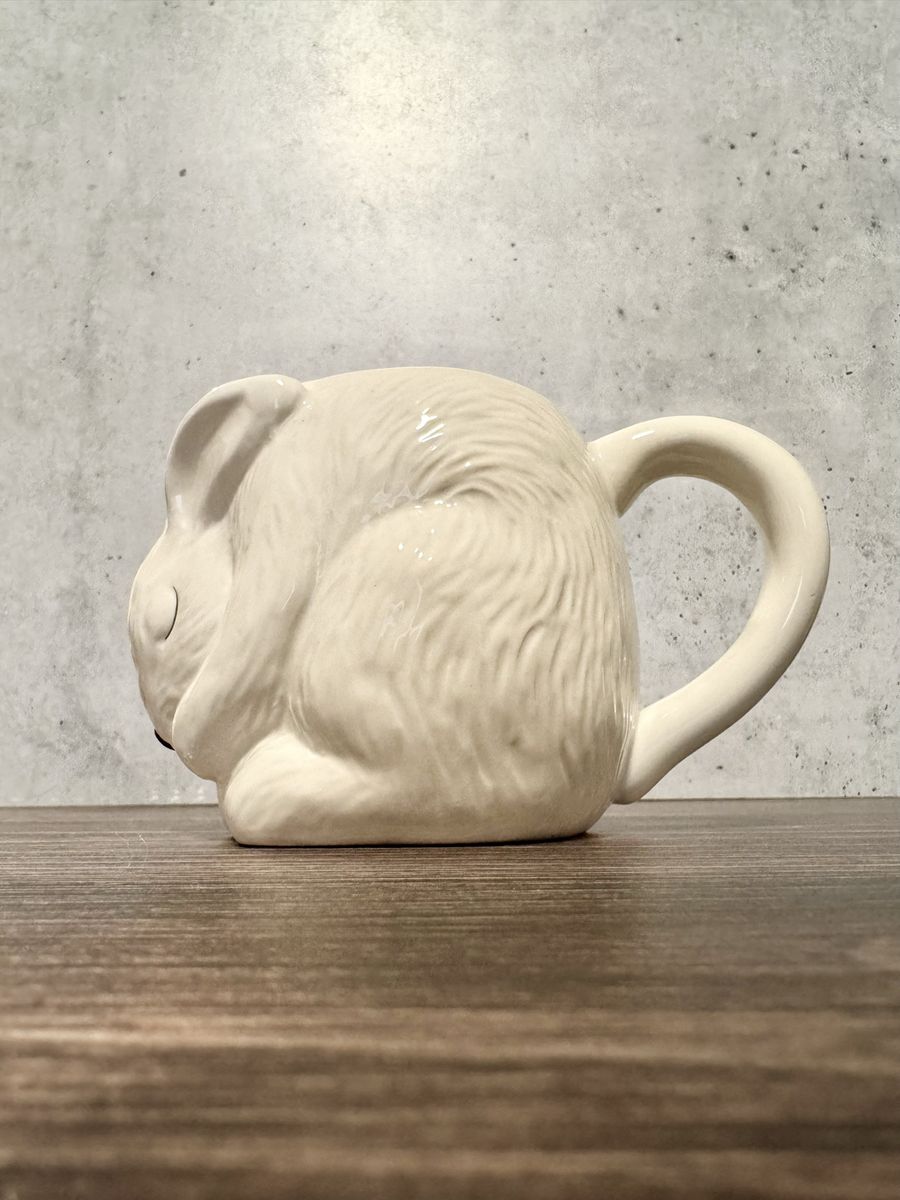 Cute White Ceramic Sleeping Bunny Rabbit Mug - Adorable Animal Coffee Cup