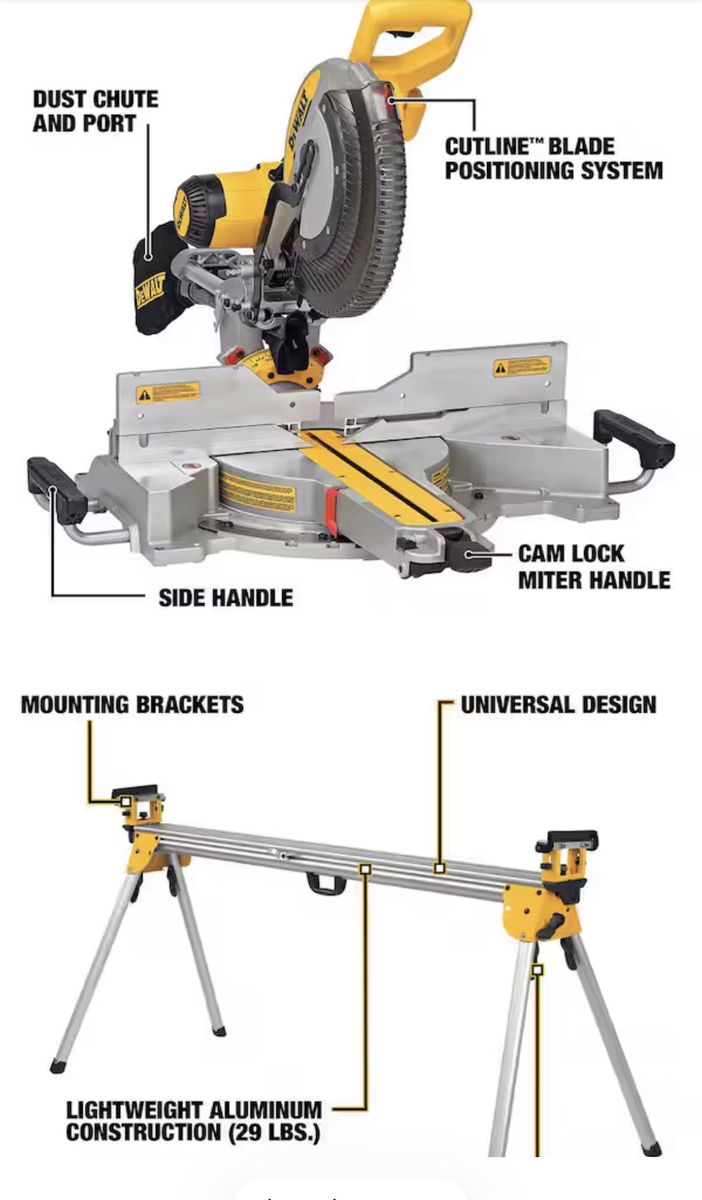 15 Amp Corded 12 in. Double Bevel Sliding Compound Miter Saw and Heavy Duty Miter Saw Stand with Wrench & Material Clamp