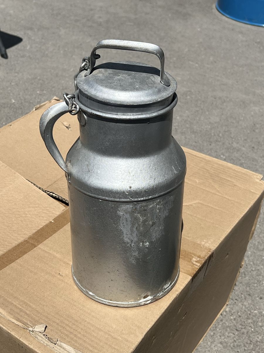 Vintage steel milk can.