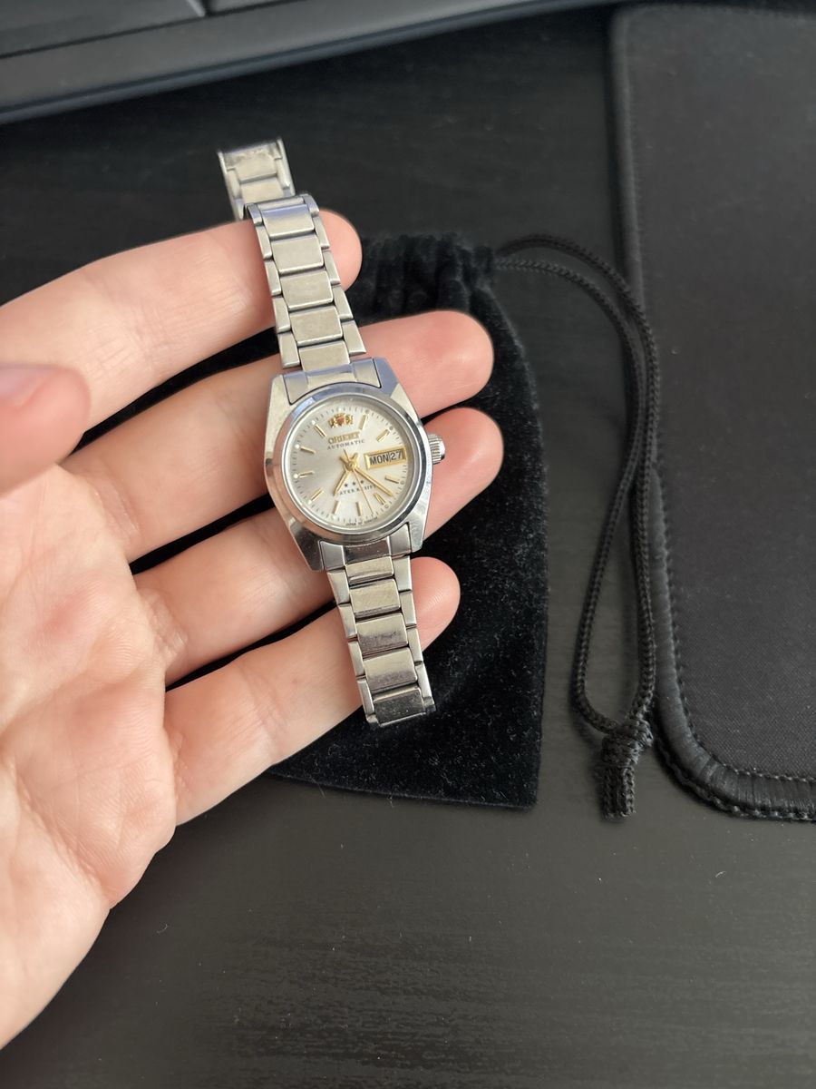 Orient Automatic Day-Date Women's Stainless Steel Watch with Silver Dial