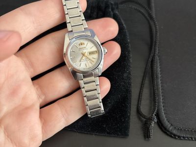 Orient Automatic Day-Date Women's Stainless Steel Watch with Silver Dial