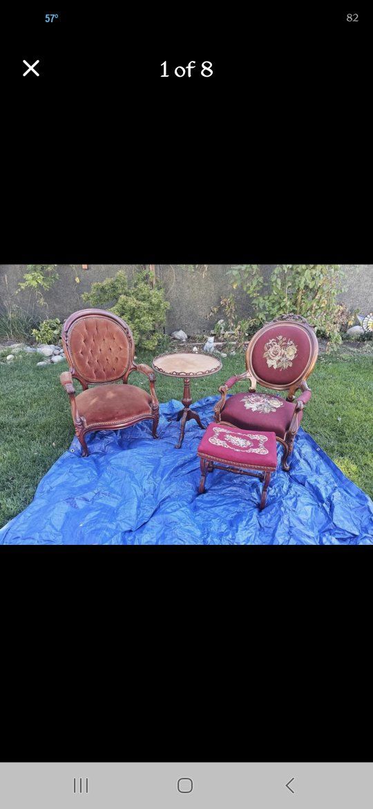🪑 Vintage Victorian Parlor Chair Set (4 Pieces)