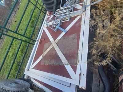 Used Mr. Ed Barn Doors with Red Paint and White Trim