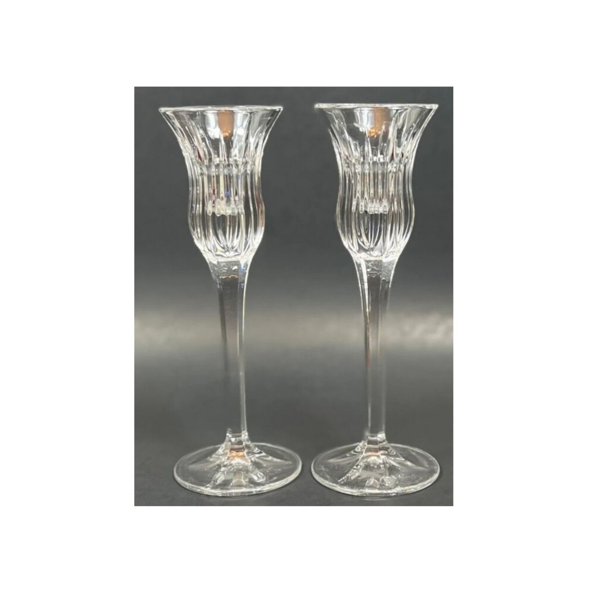 Vintage Mikasa Icicles Lead Crystal 8 In. Candlestick Holders Stemware Set Of Two
