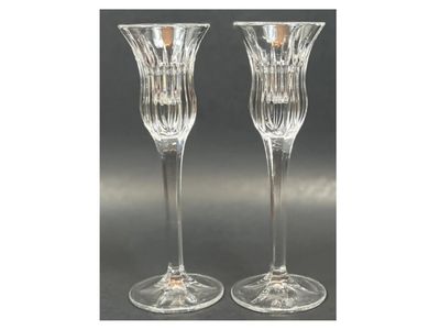 Vintage Mikasa Icicles Lead Crystal 8 In. Candlestick Holders Stemware Set Of Two