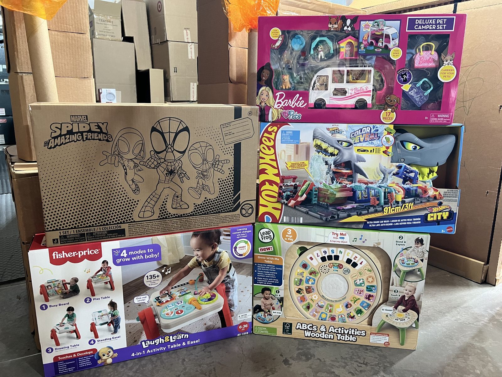 NEW: Barbie, Fisher Price, Hot Wheels, Leap Frog, Disney Spidey Toys