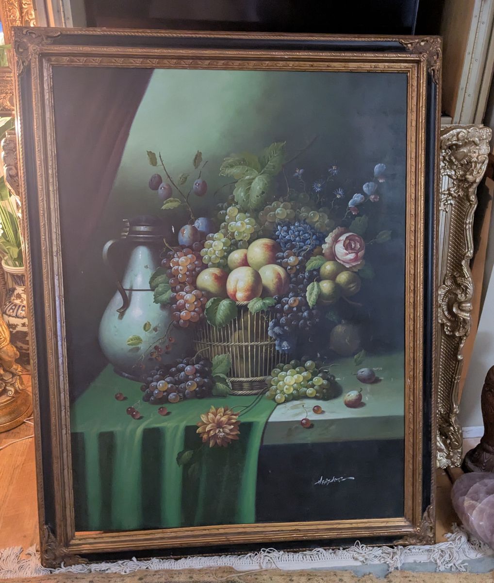 43x55.5 XXL Vintage Original Oil on Canvas