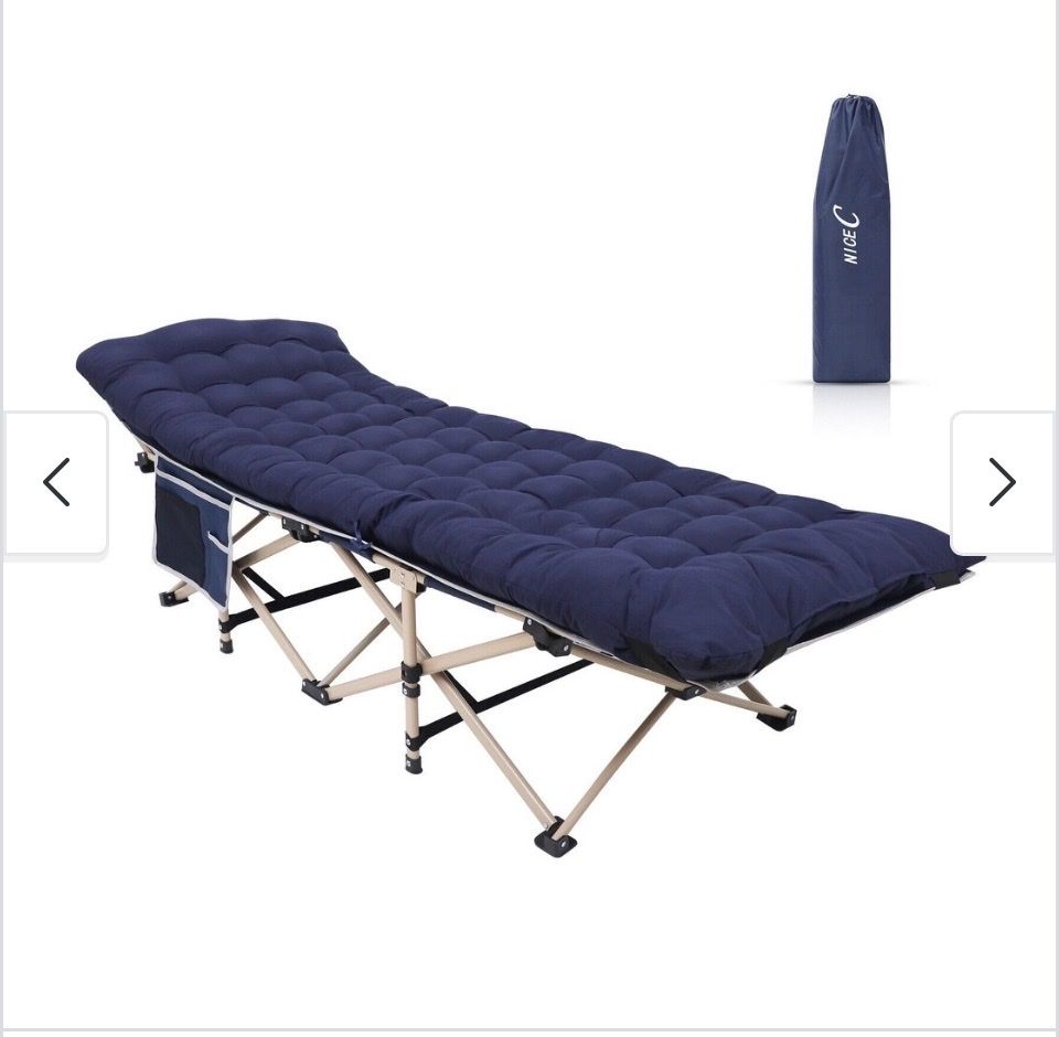 Extra Wide Camping Cot With Thick Sleeping Pad