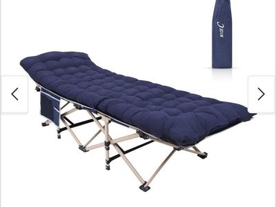 Extra Wide Camping Cot With Thick Sleeping Pad