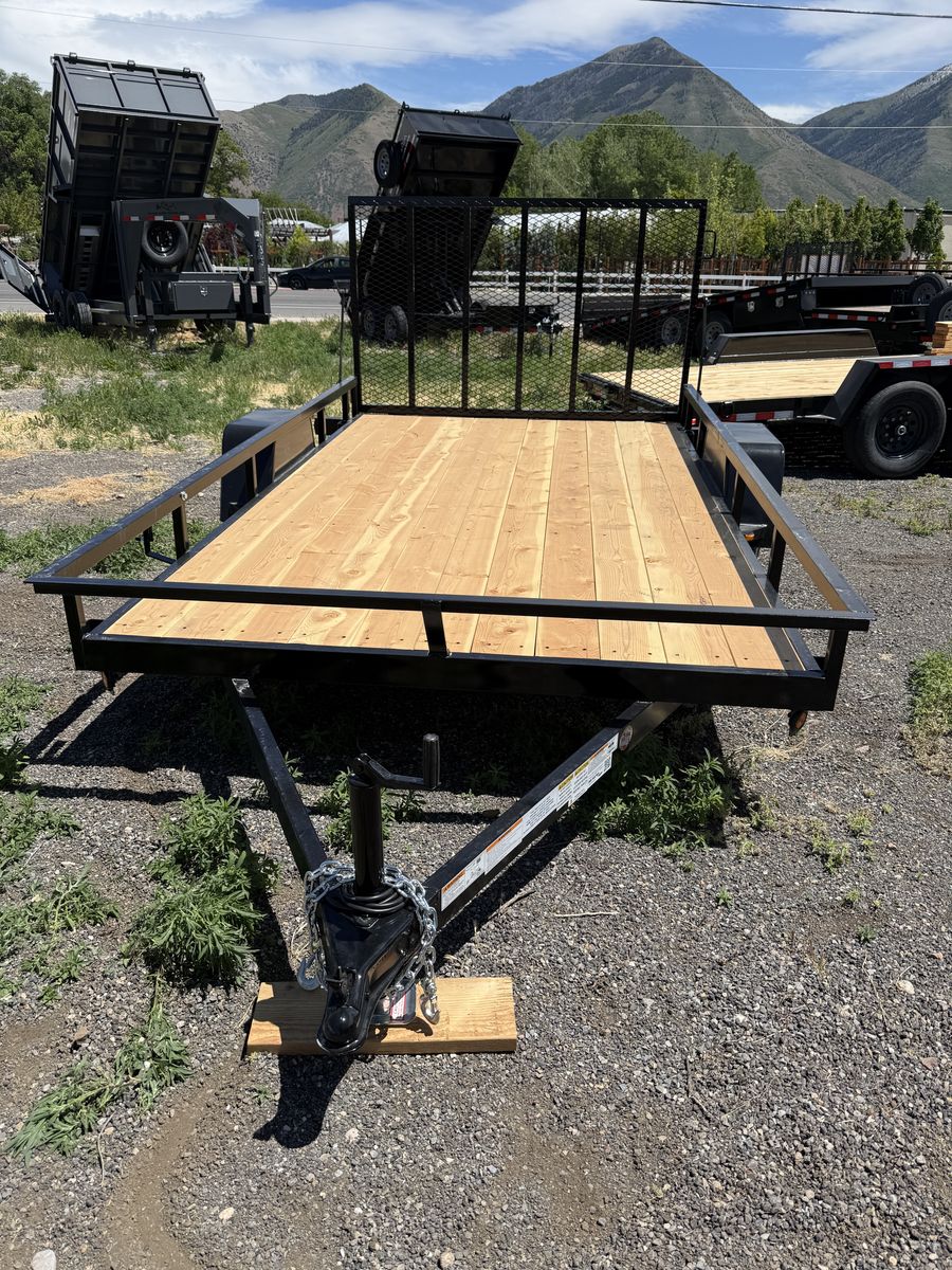 6x12 Flatbed Utility Trailer - 3500lb Axle, Steel Frame, Wood Deck, Removable Ramp, LED Lights