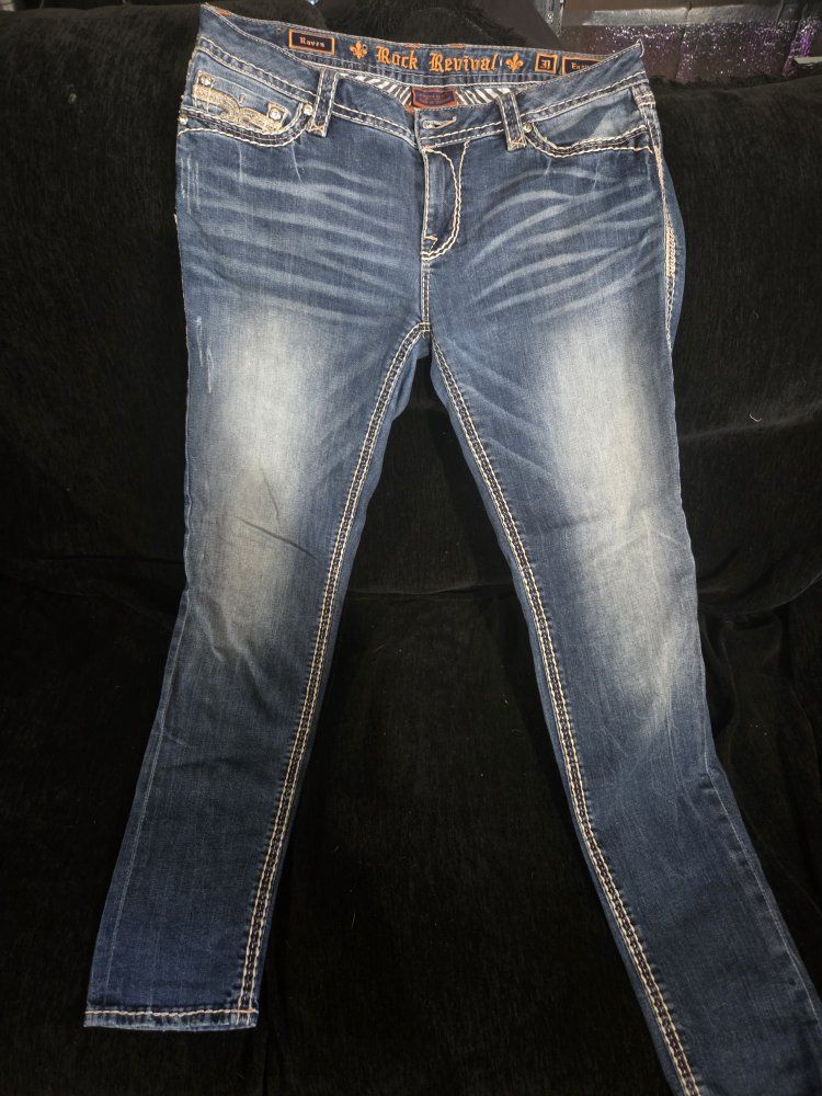 Rock Revival Womens Raven Skinny Denim Jeans Size 31