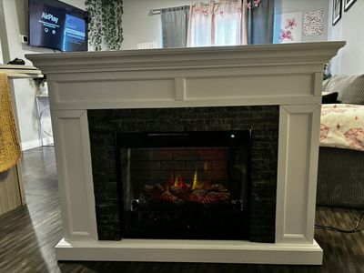 White Electric Fireplace Heater with Faux Stone Accent - Portable & Freestanding