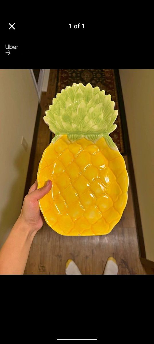 Vibrant Tropical Pineapple Ceramic Serving Dish