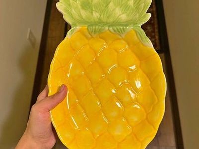 Vibrant Tropical Pineapple Ceramic Serving Dish