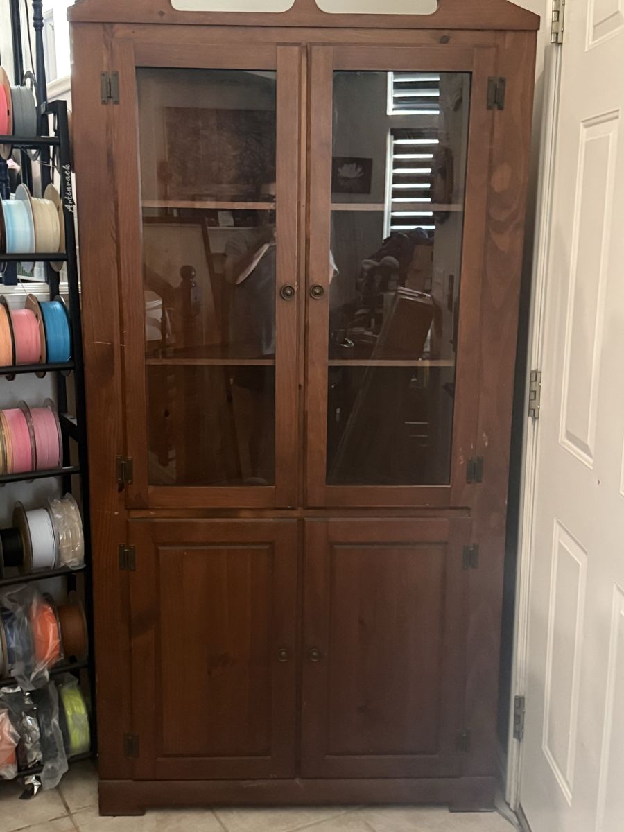 Wooden Corner China Cabinet with Glass Doors
