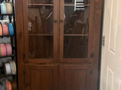 Wooden Corner China Cabinet with Glass Doors