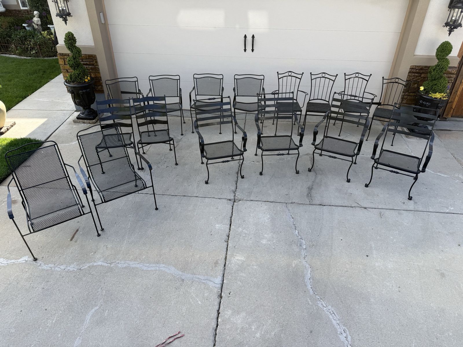 Lots of all metal black patio chairs we used for a wedding $60 each.
