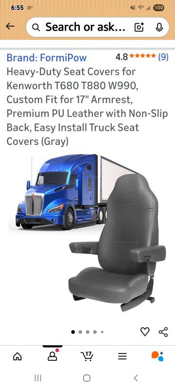 New in Package! Kenworth Seat Cover (ONE)