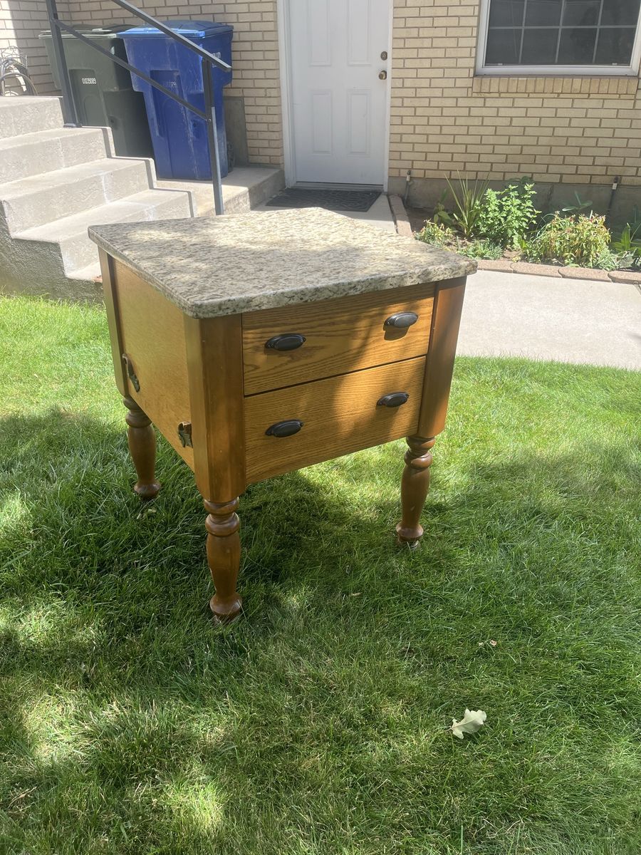 Marble Top Dough Table Wood Cutting Board Island Kitchen Furniture used