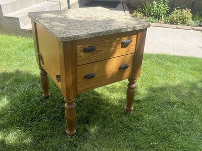 Marble Top Dough Table Wood Cutting Board Island Kitchen Furniture used