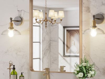 New in box Gold Bronze Tone wall Mirror, Modern Framed Bathroom Vanity Mirror 22X30