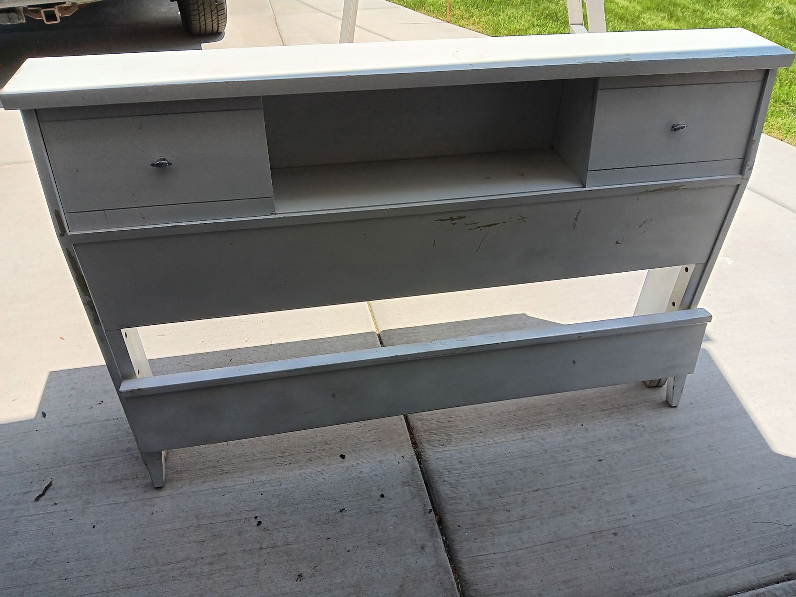 Full size vintage 1960s bookcase headboard and footboard