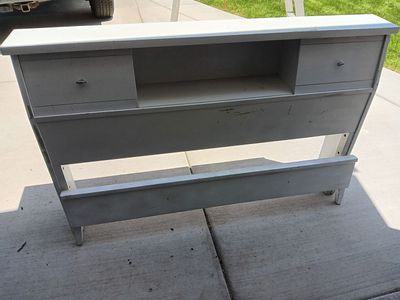 Full size vintage 1960s bookcase headboard and footboard
