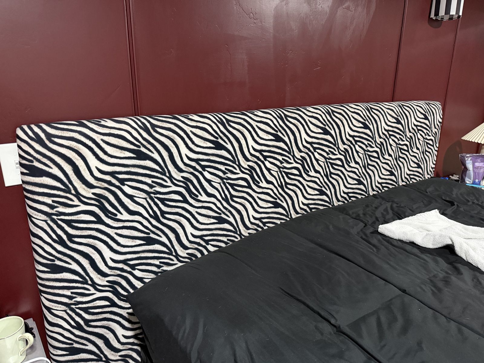 Zebra Print Upholstered Headboard