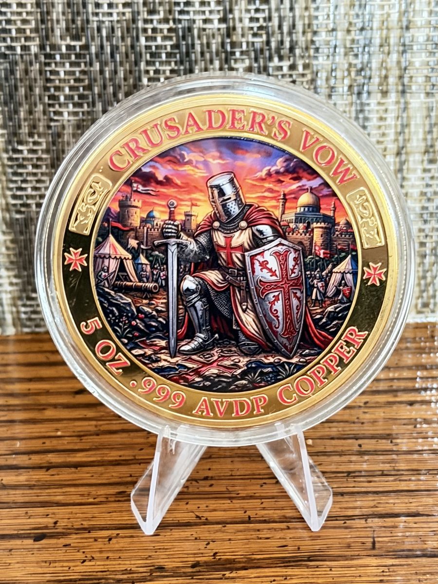 5 oz Gilded Crusaders Vow .000 AVDP Copper Round
