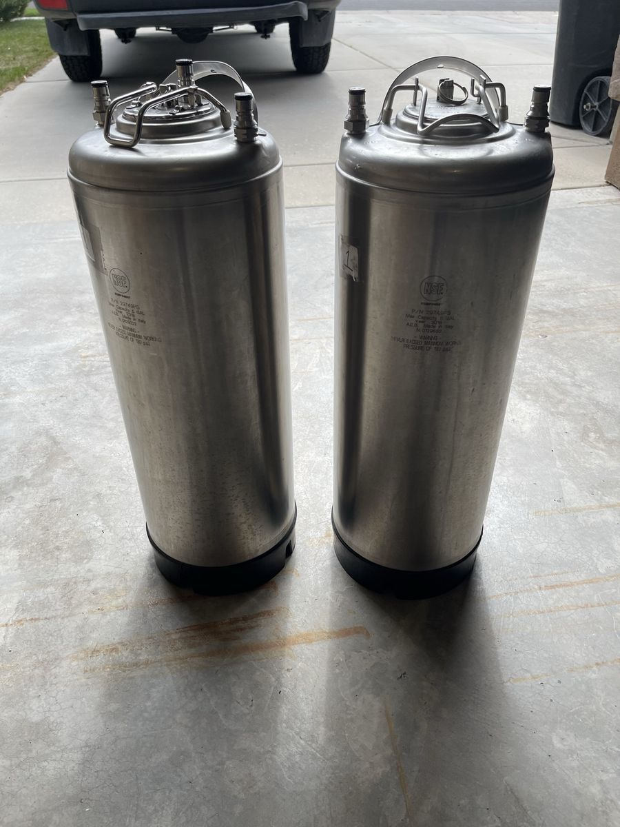 Two five gallon ball lock kegs