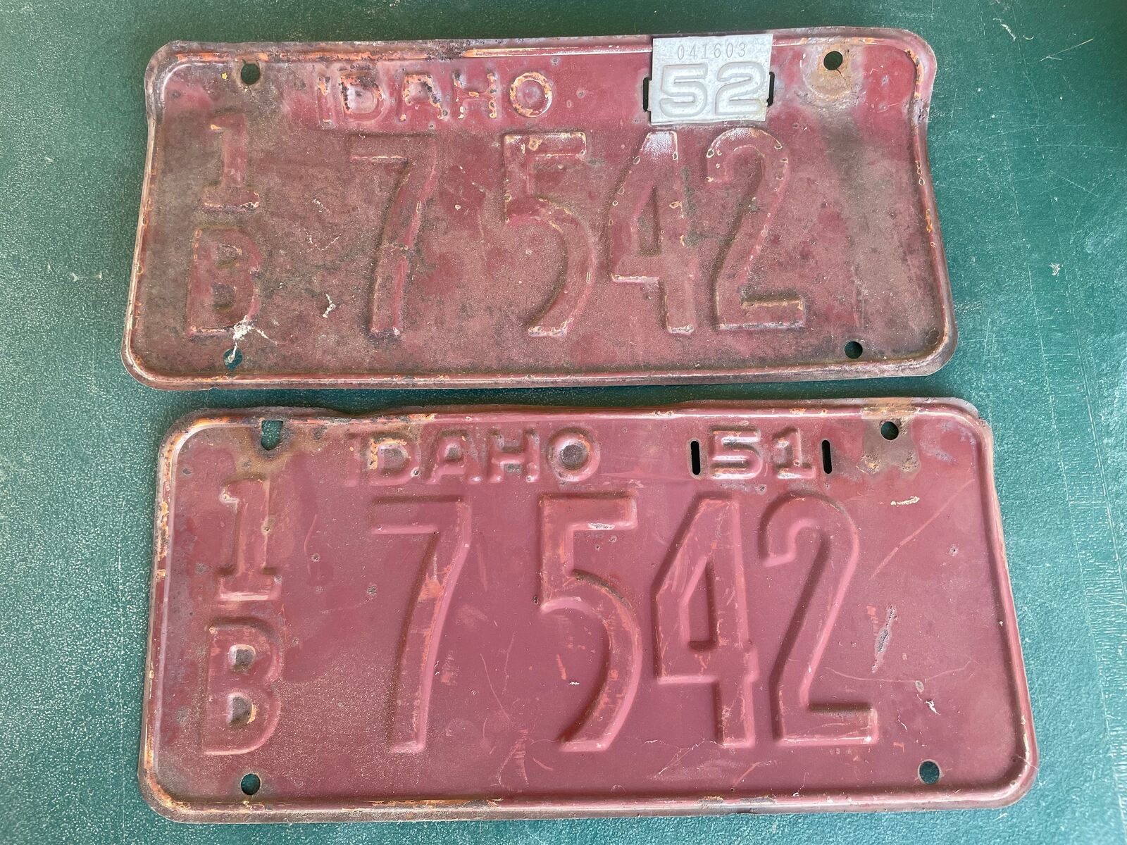 1951-52 Idaho License Plates