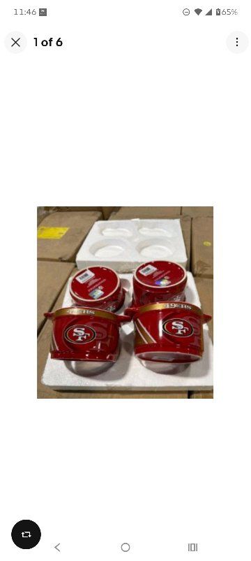 NFL San Francisco 49ers Soup Crocks/Bowls  Set of 4, Red & Gold Football Fan Gear new