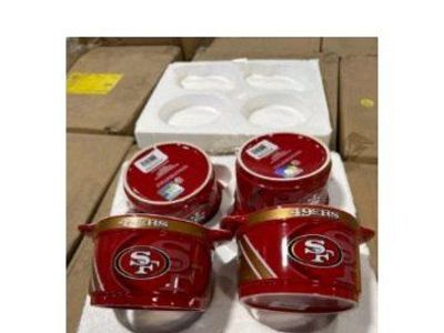 NFL San Francisco 49ers Soup Crocks/Bowls Set of 4, Red & Gold Football Fan Gear new