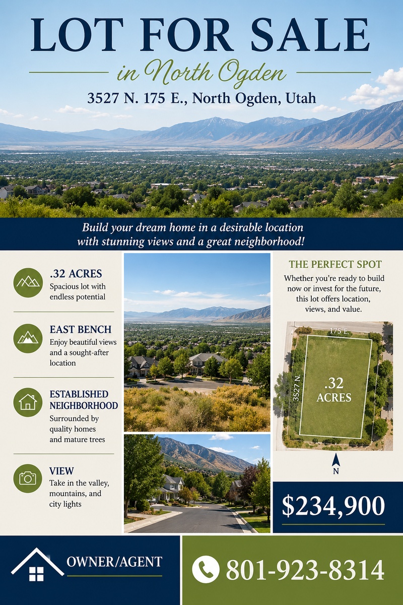 0.32 Acre View Lot for Sale - 3527 N. 175 E., North Ogden, UT