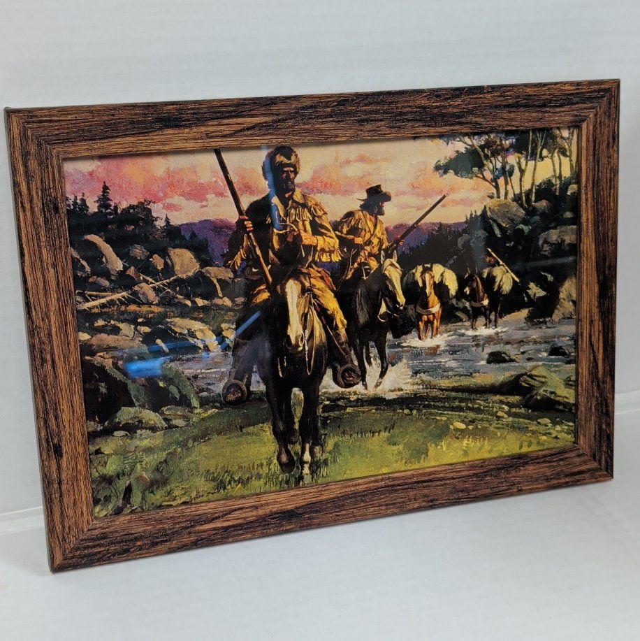 "Rivers West" William George Framed 8x12 Western/Cowboy/Rustic Louis L'Amour Art