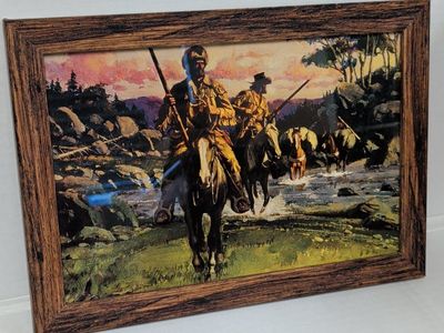 "Rivers West" William George Framed 8x12 Western/Cowboy/Rustic Louis L'Amour Art