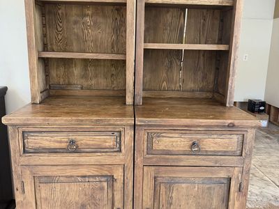Matching Rustic Solid Wood Bookcase Hutches / Storage Cabinets