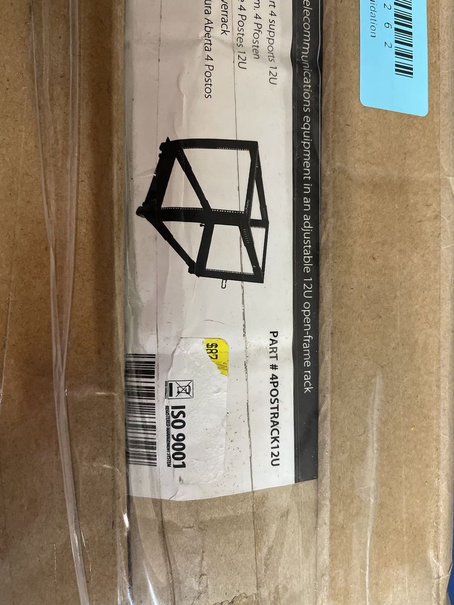 4-Post Open Frame Server Rack 12U Adjustable PN 4POSTRACK12U Telecom IT Equipment