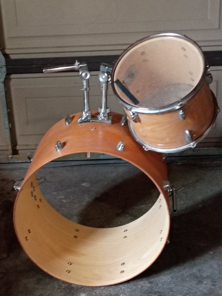 Acclaim Wooden Drum Shell tom and a 22 inch bass drum. 